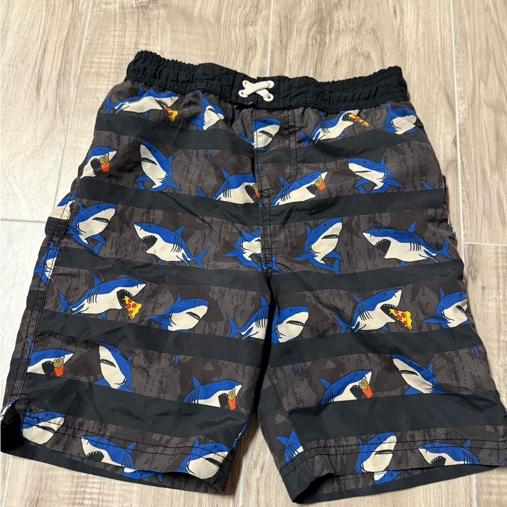 iXtreme Shark Print Kids Swim Trunks Board Shorts Boys Size 7